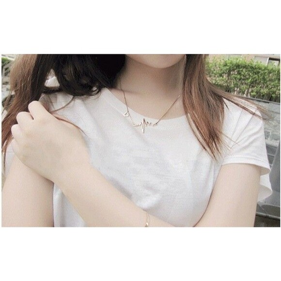 Stainless Steel Heartbeat EKG Necklace Dainty Heart Line Pendant Charm Nurse - Picture 4 of 12